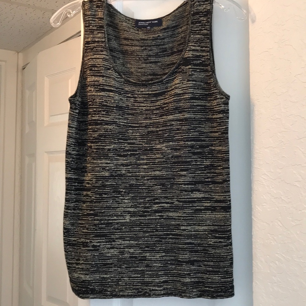 Glittery Gold Metallic Black Jones New York Sz M Tank Top